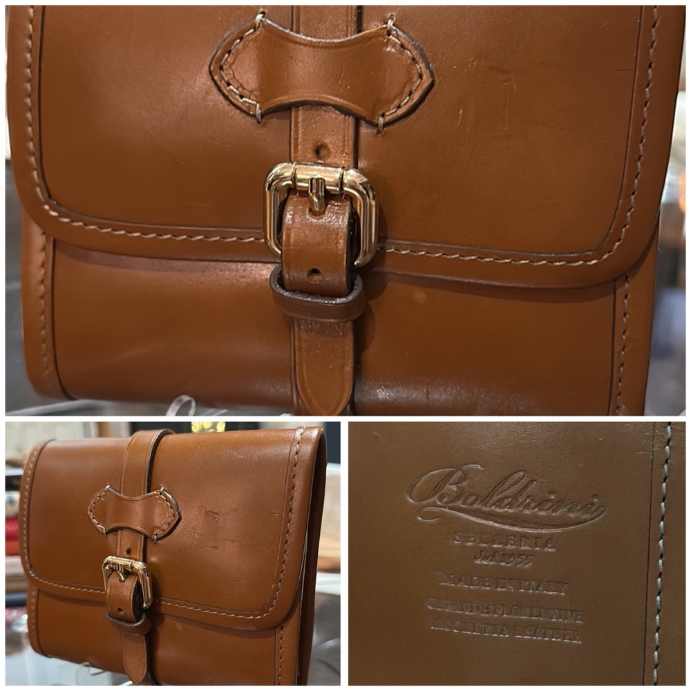 *HOLD* BOLDRINI SELLERIA Genuine Florentine Vacchetta Leather Cosmetics Bag - Picture 9 of 16